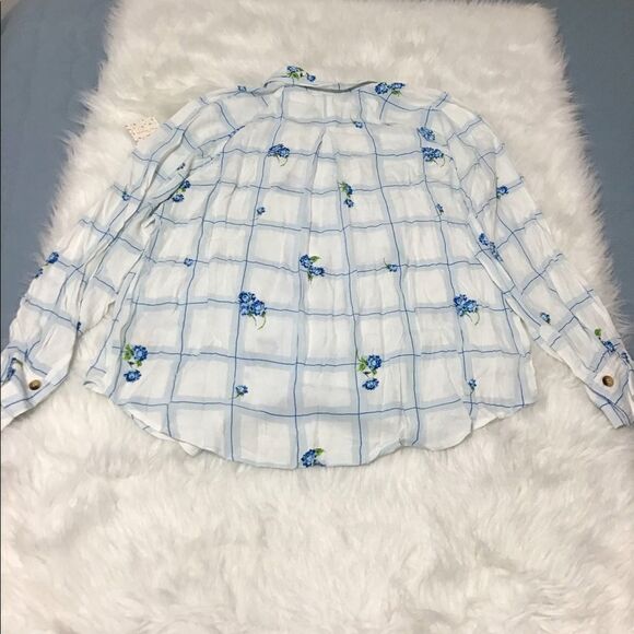 Free People White Satin Window To My Heart Button Down Shirt New Size Medium - Picture 4 of 9